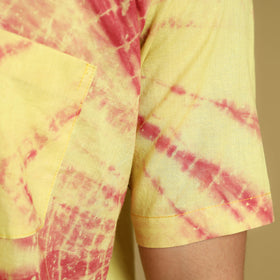 Yellow - Shibori Tie-Dye Cotton Men Half Sleeve Shirt 06