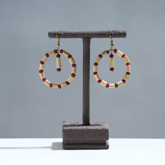 Handcrafted Bamboo Hoop Earrings with Beads
