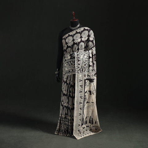 Black - Kalamkari Printed Cotton Saree 35