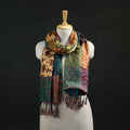 Pure Silk Reversible Patchwork Stole with Tassels 30