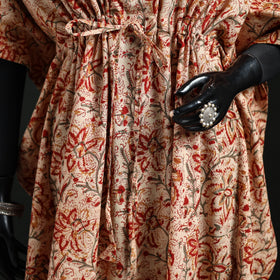 Orange - Kalamkari Hand Block Print Natural Dyed Cotton Kaftan (Long) 07