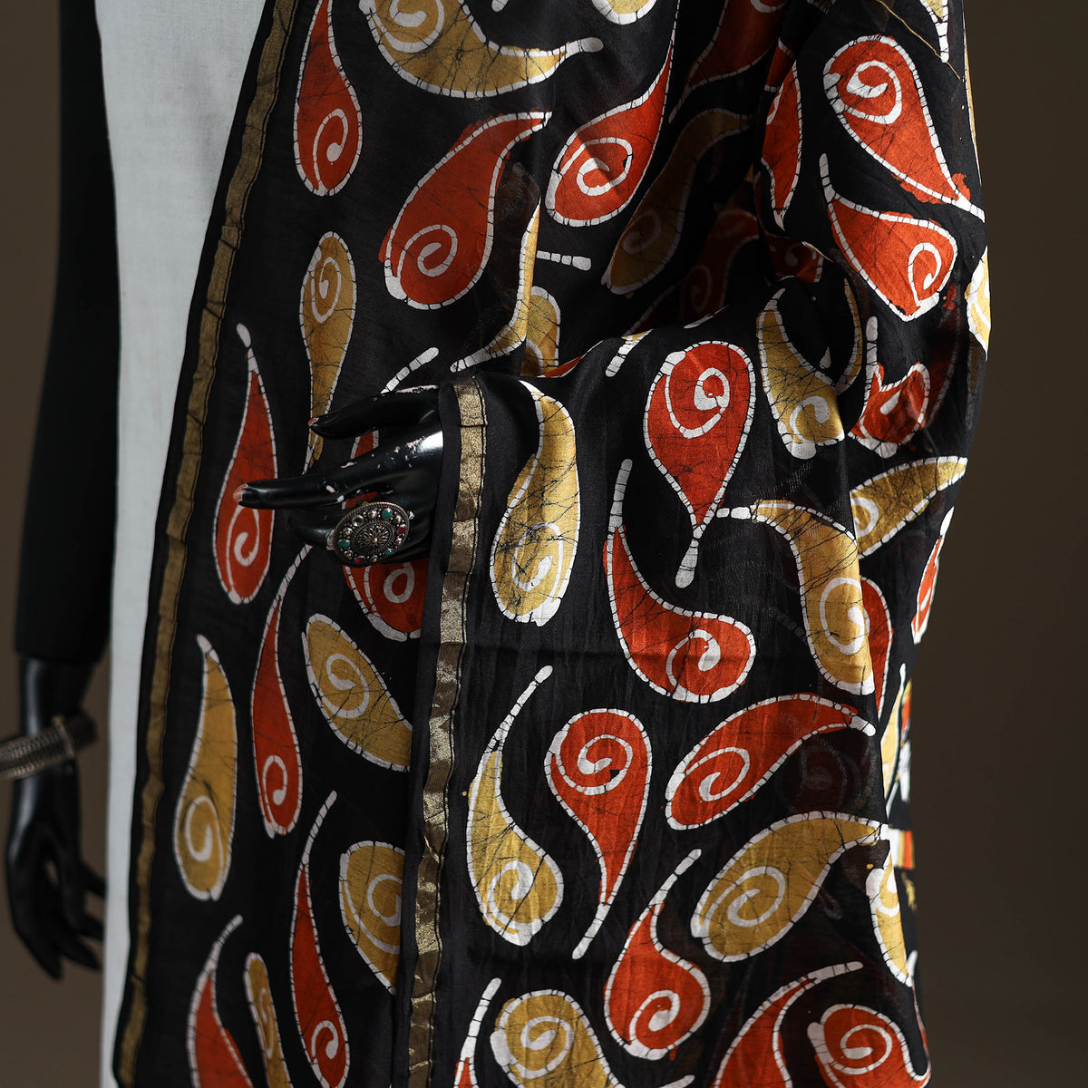 Multicolor - Hand Batik Print Handloom Chanderi Silk Dupatta 02