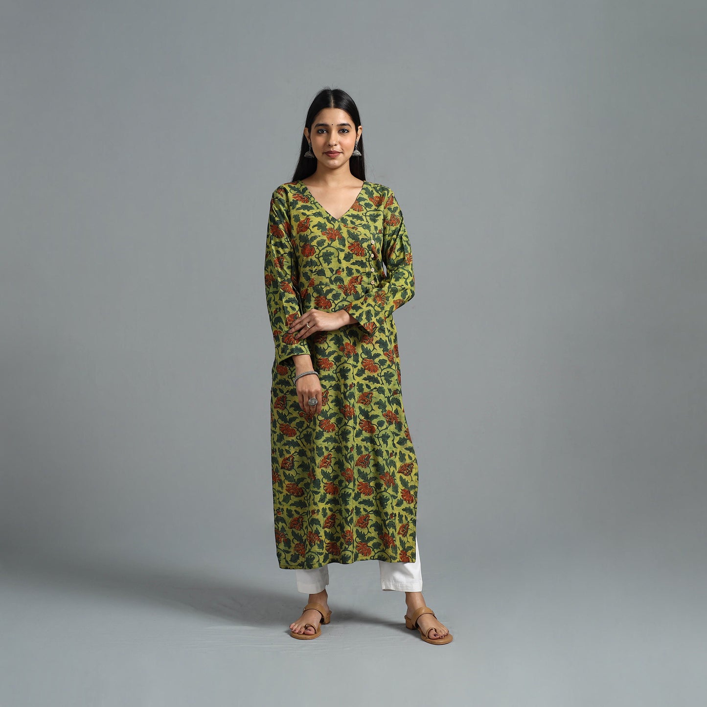 Block Printed Cotton Straight Bagru Kurta 02