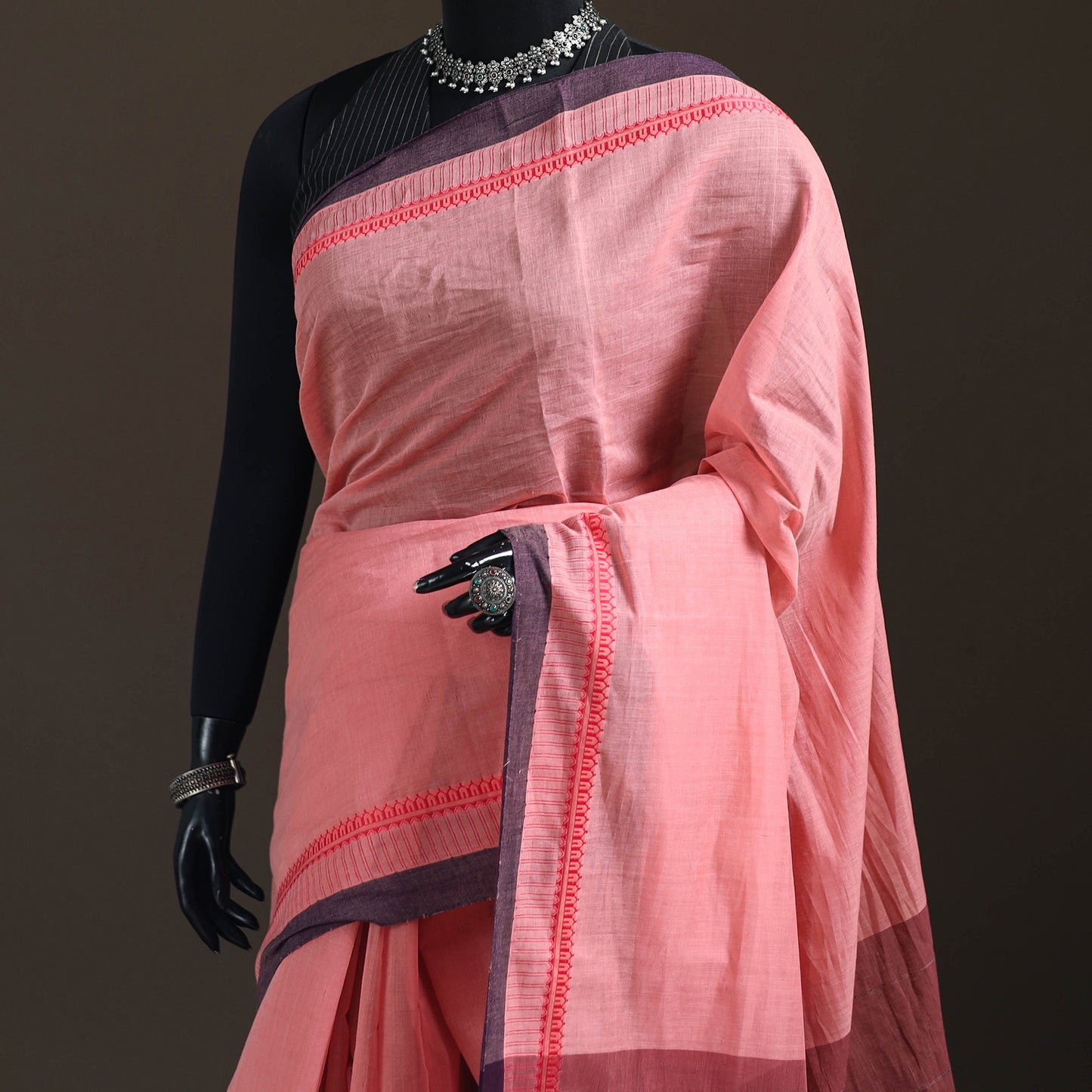 Narayanpet Plain Pure Handloom Dobby Cotton Saree 36