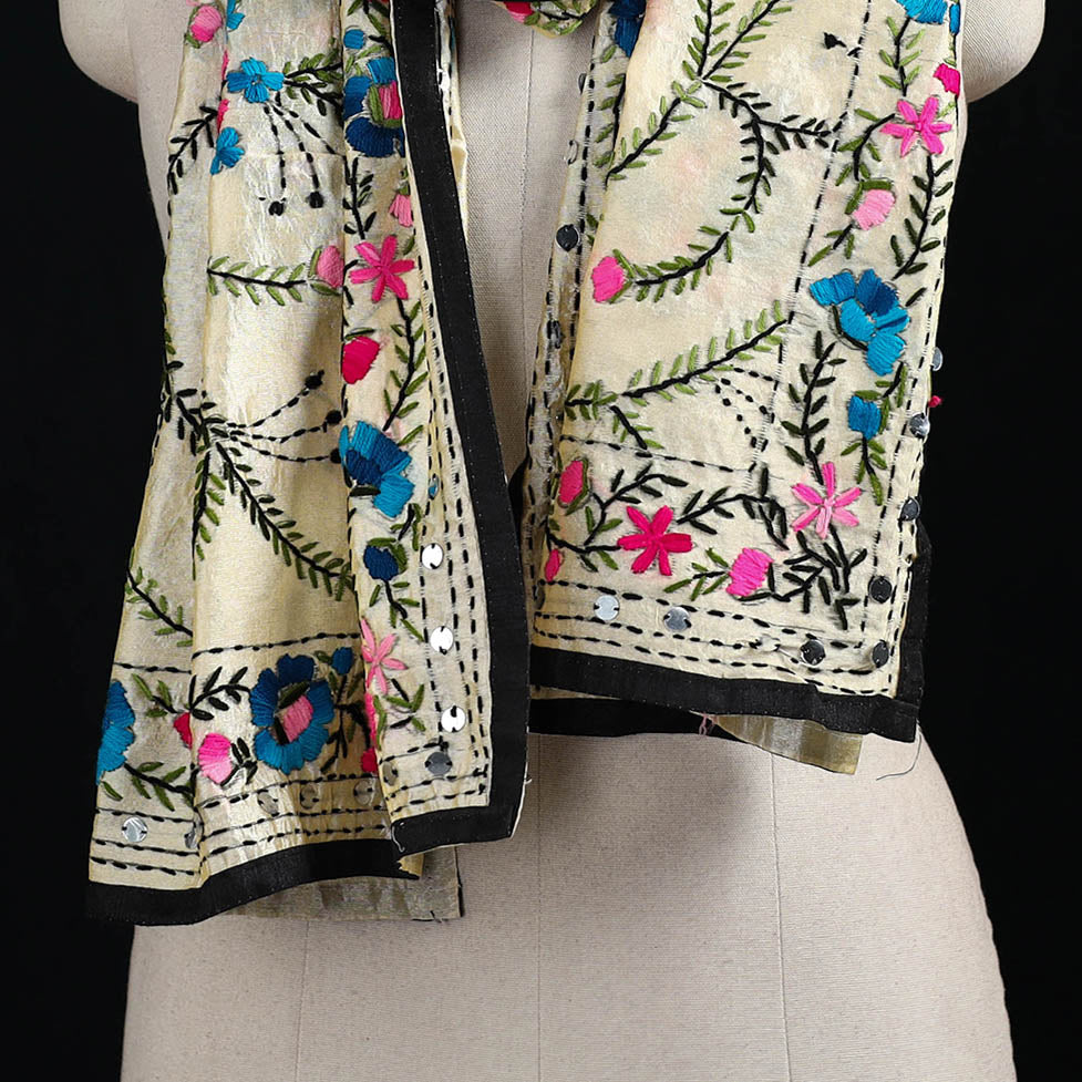 Ranihati Chanderi Silk Hand Embroidered Stole 113