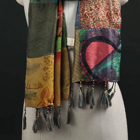 Pure Silk Reversible Patchwork Stole with Tassels 32
