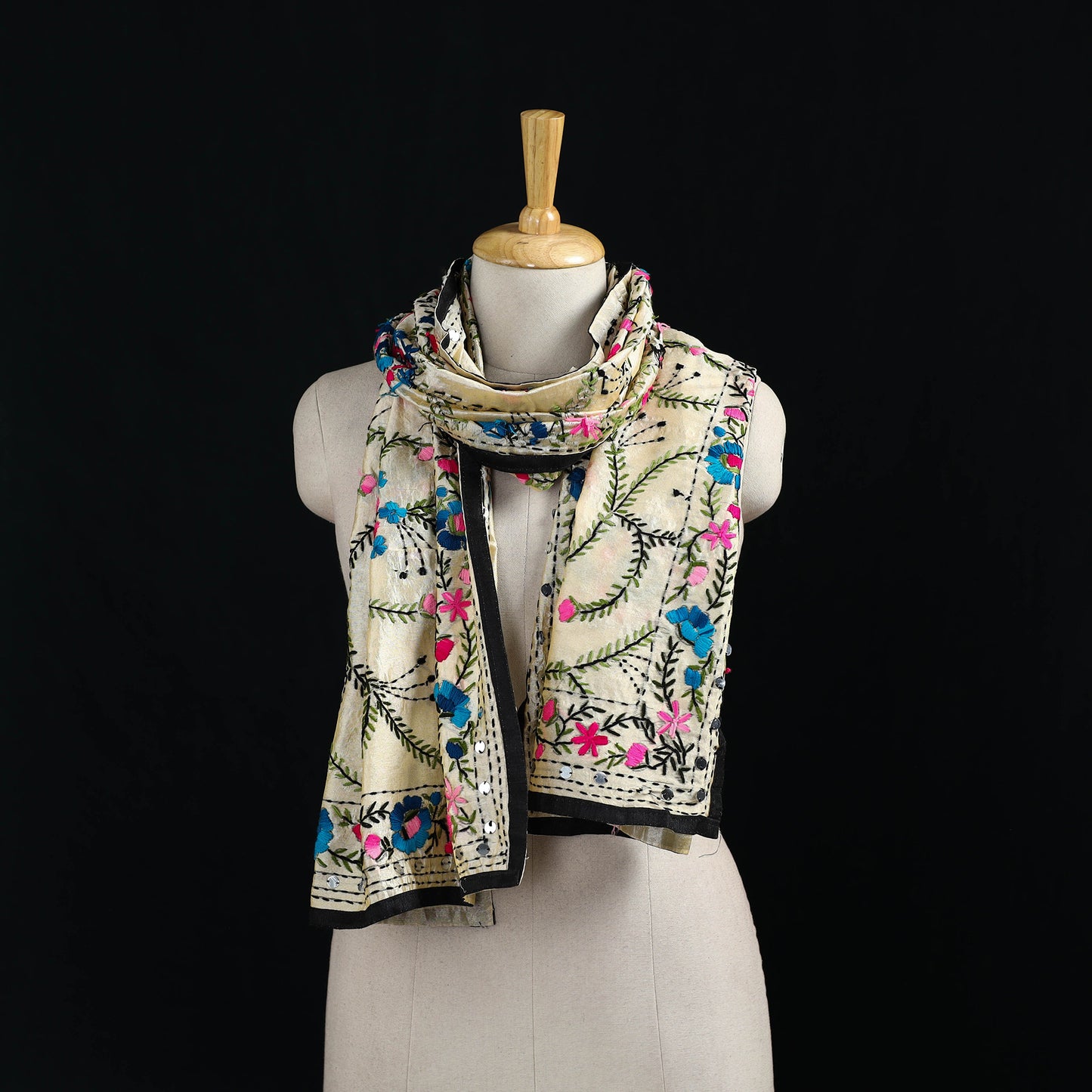 Ranihati Chanderi Silk Hand Embroidered Stole 113