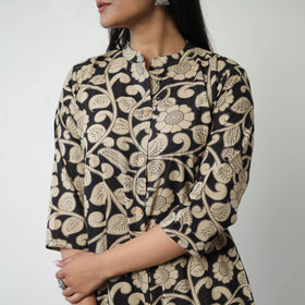 Beige - Printed Cotton A-Line Kalamkari Kurta 14