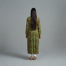 Green - Block Printed Cotton Straight Bagru Kurta 02