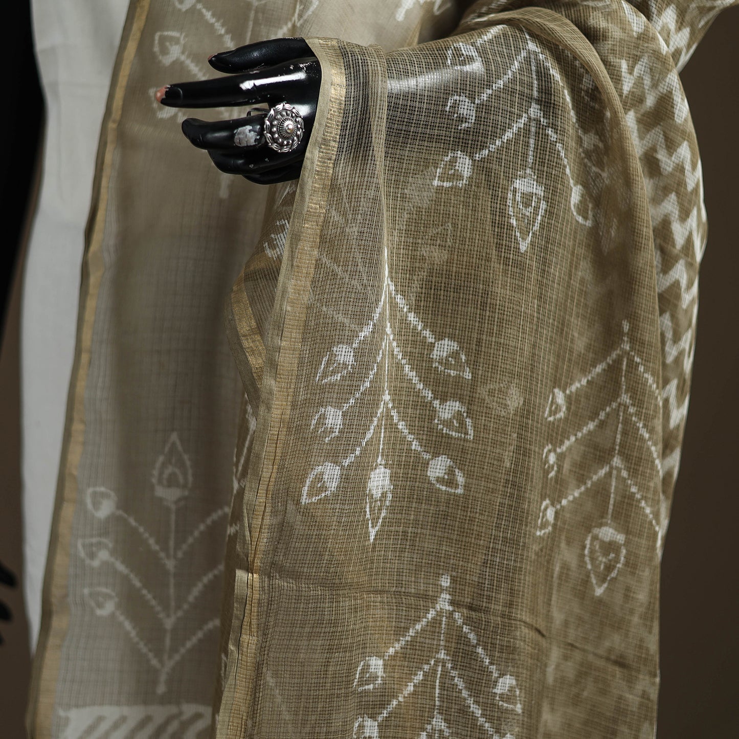 Pipad Hand Block Print Natural Dyed Kota Doria Cotton Dupatta 19