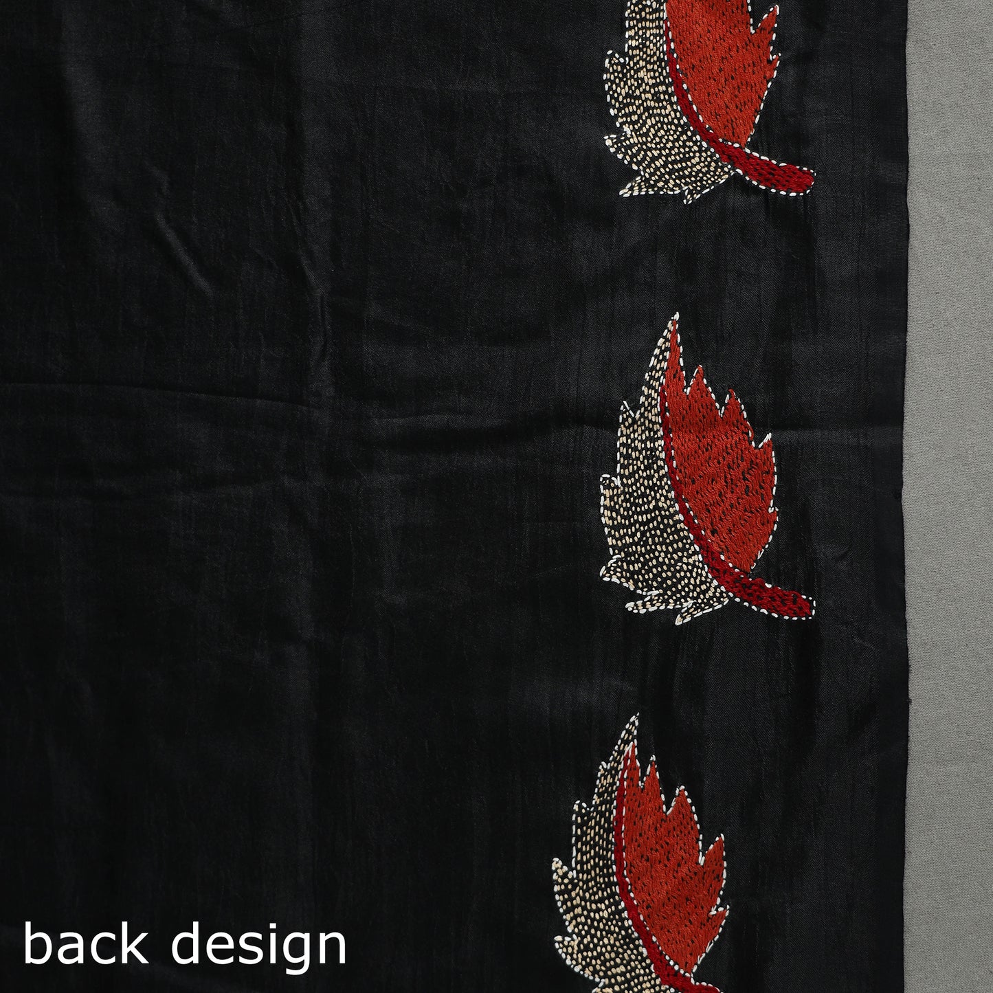 Black - Black - Bengal Kantha Embroidery Handloom Banarasi Silk Saree