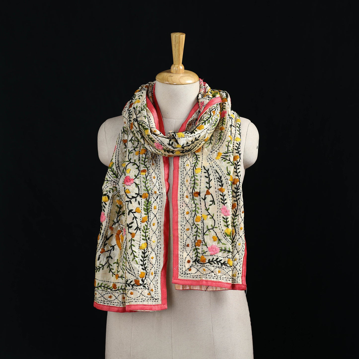 Ranihati Chanderi Silk Hand Embroidered Stole 114
