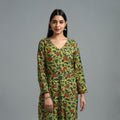 Green - Block Printed Cotton Straight Bagru Kurta 02