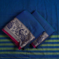 Blue - 3pc Mercerized Cotton Dharwad Dress Material 19