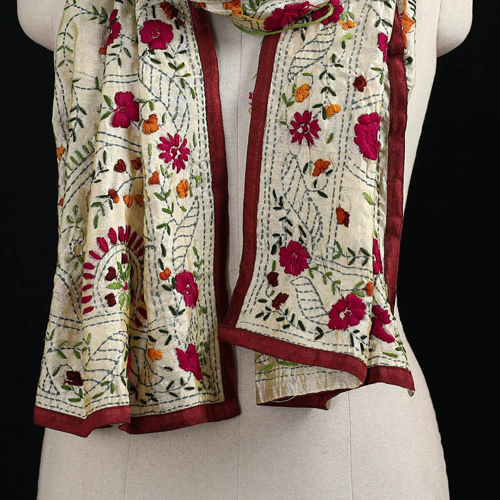 Ranihati Chanderi Silk Hand Embroidered Stole 115