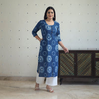 Blue - Tie & Dye Cotton Straight Shibori Kurta 01