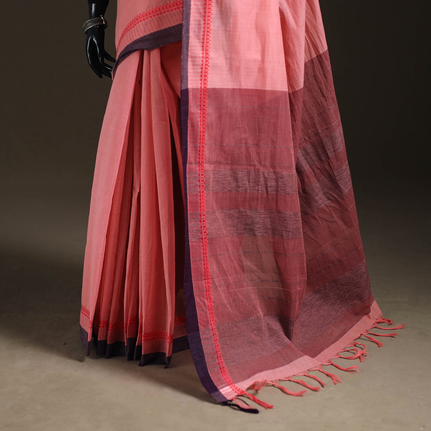 Narayanpet Plain Pure Handloom Dobby Cotton Saree 36