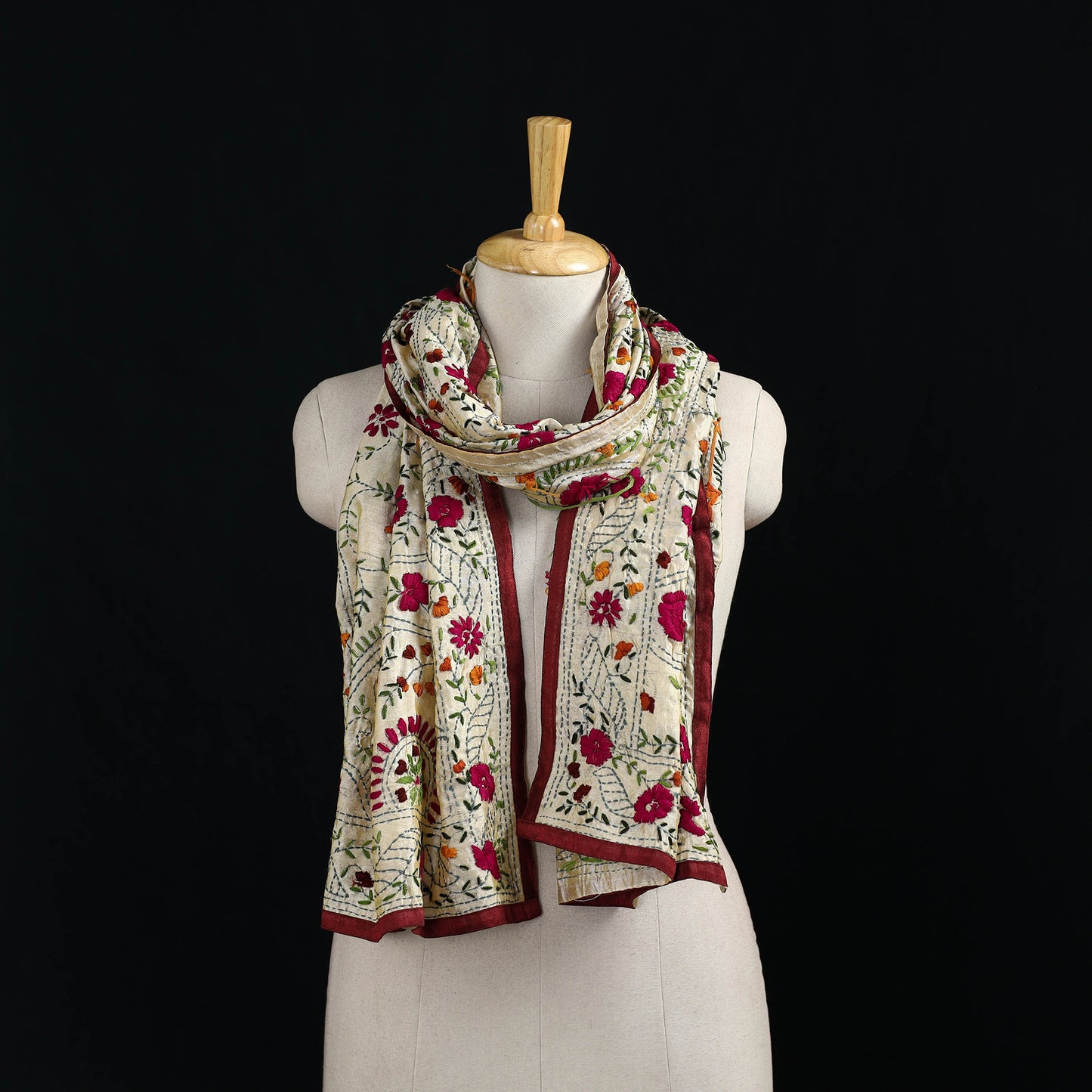 Ranihati Chanderi Silk Hand Embroidered Stole 115