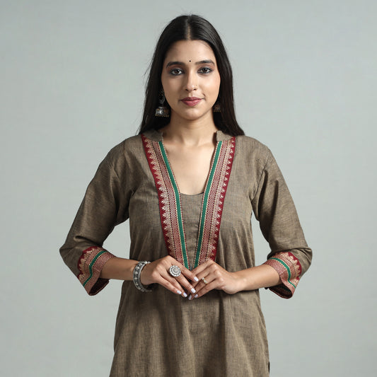 Brown - Dharwad Cotton Straight Kurta