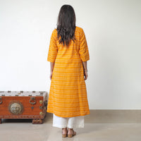 Yellow - Mercerised Cotton Pochampally Ikat Kurta (A-Line) 02