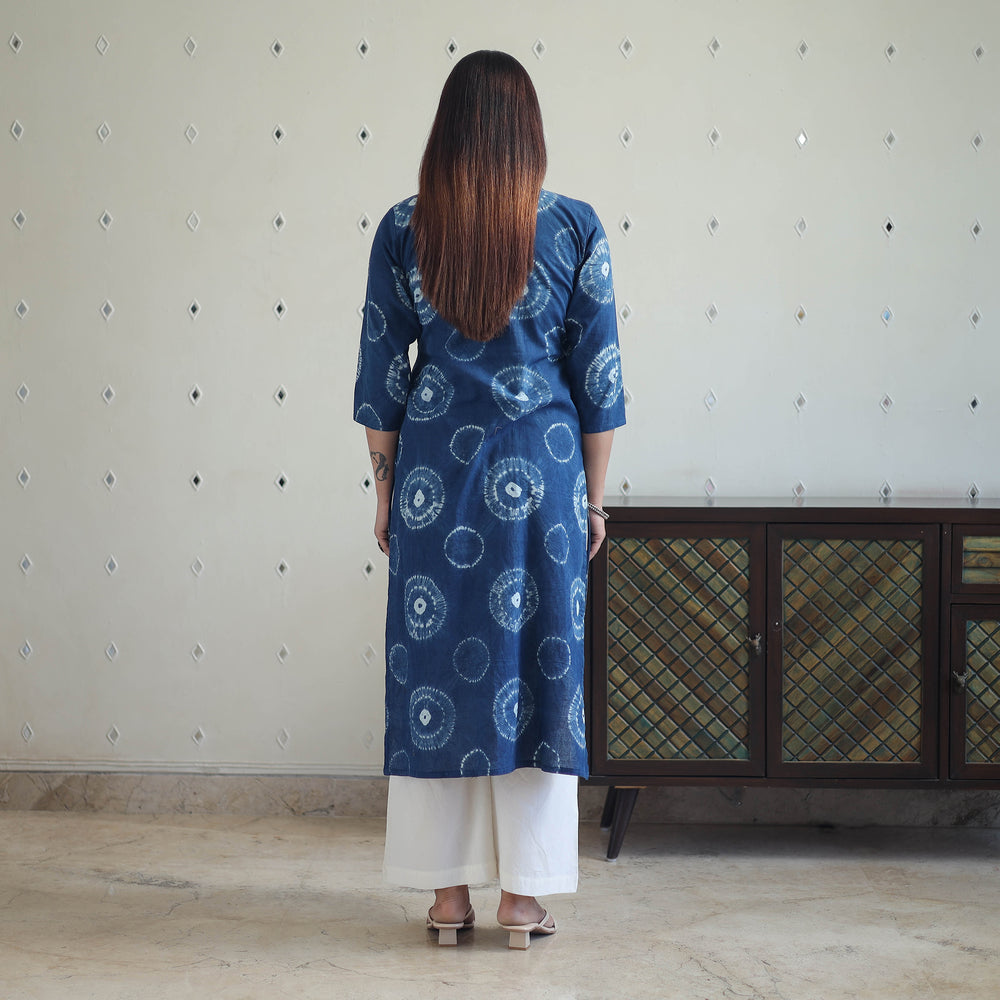 Blue - Tie & Dye Cotton Straight Shibori Kurta 01