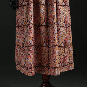 Maroon - Kalamkari Hand Block Print Natural Dyed Cotton Kaftan (Long) 08
