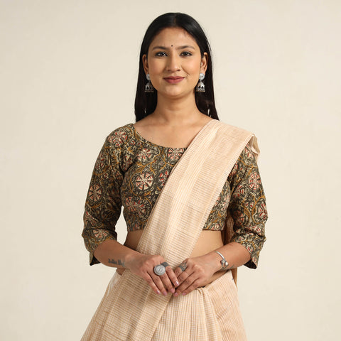 Buy Pedana Kalamkari Block Printed Cotton Stitched Blouse Online at iTokri.com