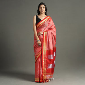 Pink - Ilkal Chikki Paras Rayon Saree with Border 08