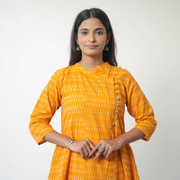 Yellow - Mercerised Cotton Pochampally Ikat Kurta (A-Line) 02