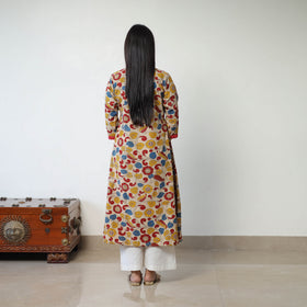 Buy Printed Cotton Flared Kalamkari Kurta For Women
