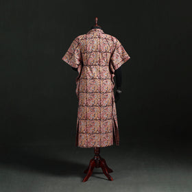 Maroon - Kalamkari Hand Block Print Natural Dyed Cotton Kaftan (Long) 08