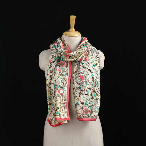 Ranihati Chanderi Silk Hand Embroidered Stole 118