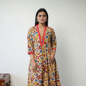 Buy Printed Cotton Flared Kalamkari Kurta For Women