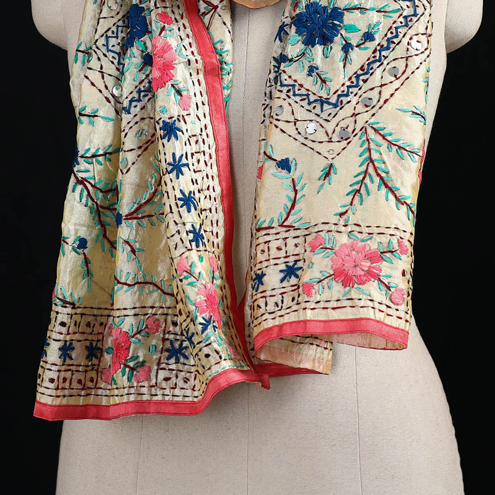 Ranihati Chanderi Silk Hand Embroidered Stole 119