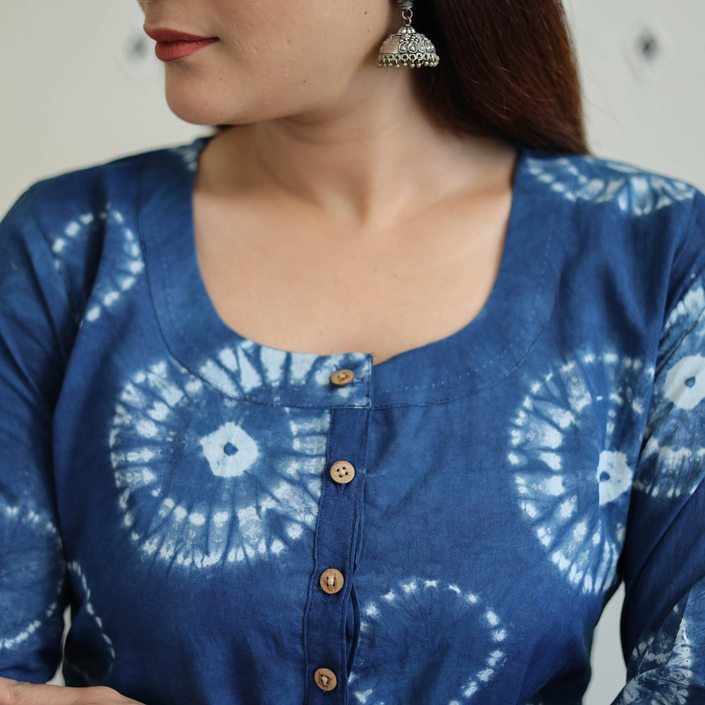 Blue - Tie & Dye Cotton Straight Shibori Kurta 01