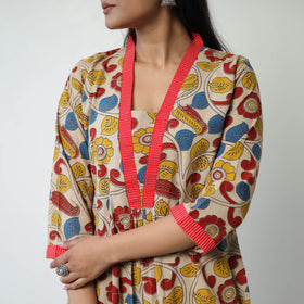 Buy Printed Cotton Flared Kalamkari Kurta For Women