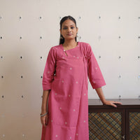 Pink - Handwoven Cotton Angrakha Jamdani Kurta 38