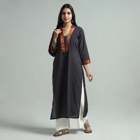Dark Grey - Dharwad Cotton Straight Kurta