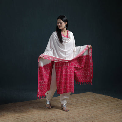 Pochampally Ikat Cotton Suit Set with Dupatta for Women 17