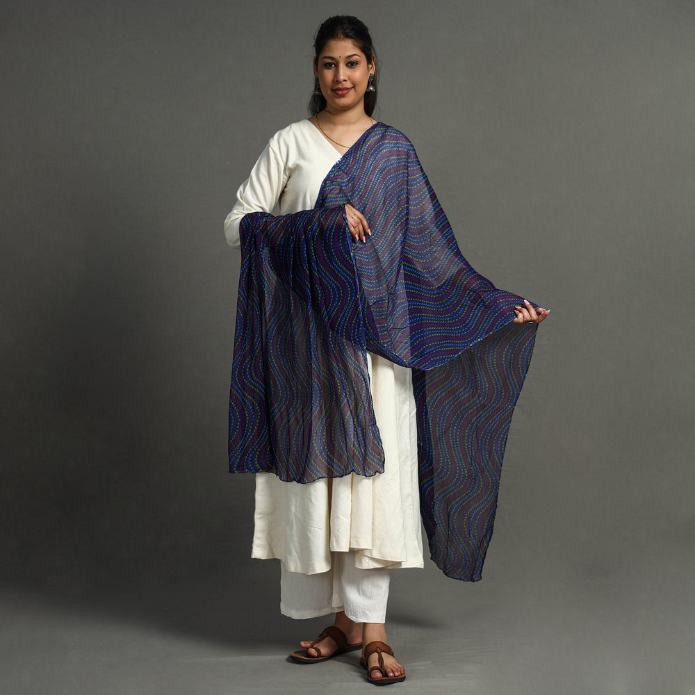 Blue - Jaipur Printed Chiffon Dupatta 80