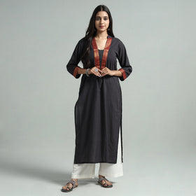 Dark Grey - Dharwad Cotton Straight Kurta