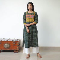 Green - Mercerised Cotton Pochampally Ikat Kurta (Straight) 08