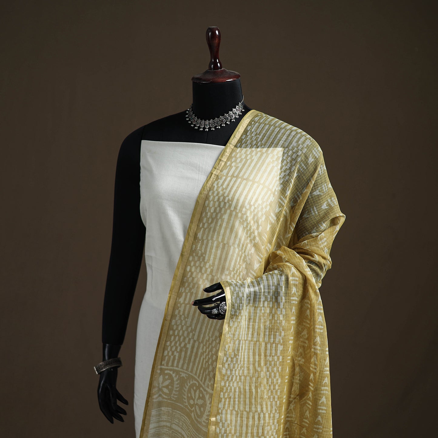 Pipad Hand Block Print Natural Dyed Kota Doria Cotton Dupatta 21