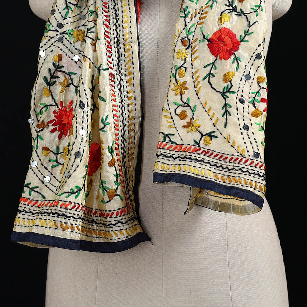 Ranihati Chanderi Silk Hand Embroidered Stole 121