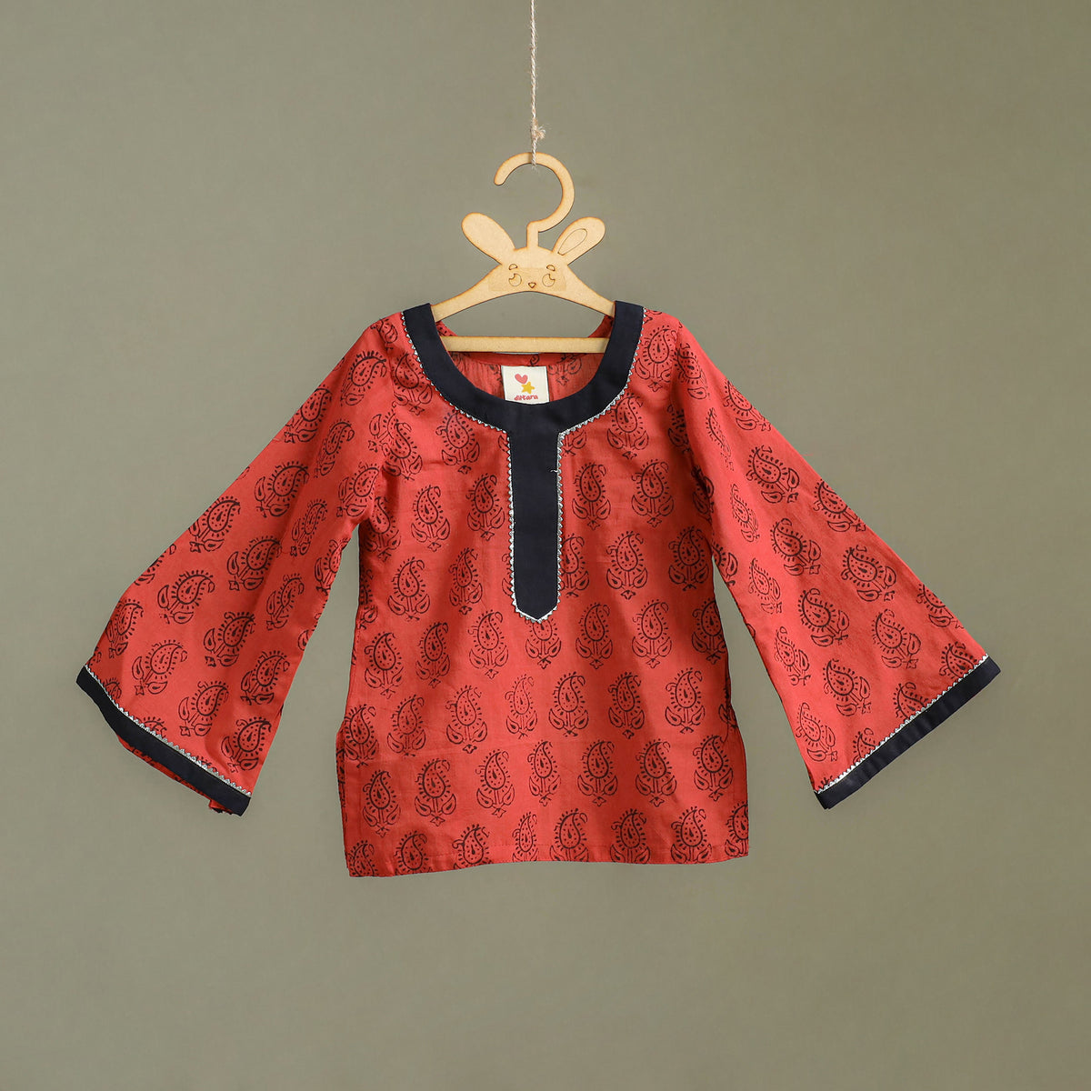 Girls Gota Work Bagh Block Print Cotton Kurta with Sharara Set (3-4 Years) 45