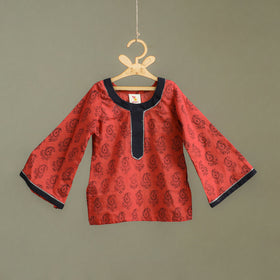 Girls Gota Work Bagh Block Print Cotton Kurta with Sharara Set (3-4 Years) 45