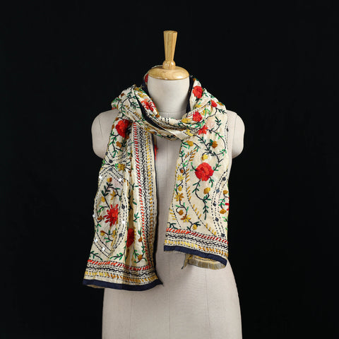 Ranihati Chanderi Silk Hand Embroidered Stole 121