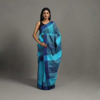 Blue - Narayanpet Stardom 3-Shuttle Cotton Handloom Saree 33