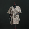 Beige - Kalamkari Hand Block Print Natural Dyed Cotton Kaftan (Medium) 09
