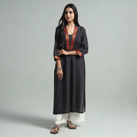 Dark Grey - Dharwad Cotton Straight Kurta